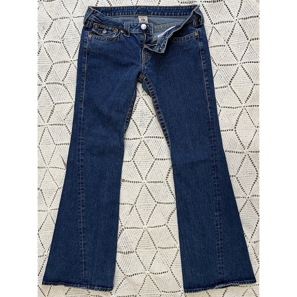Vintage True Religion Joey Flare Jeans Low Rise USA 31 Y2K Bootcut 2000 Mallcore - Picture 2 of 9